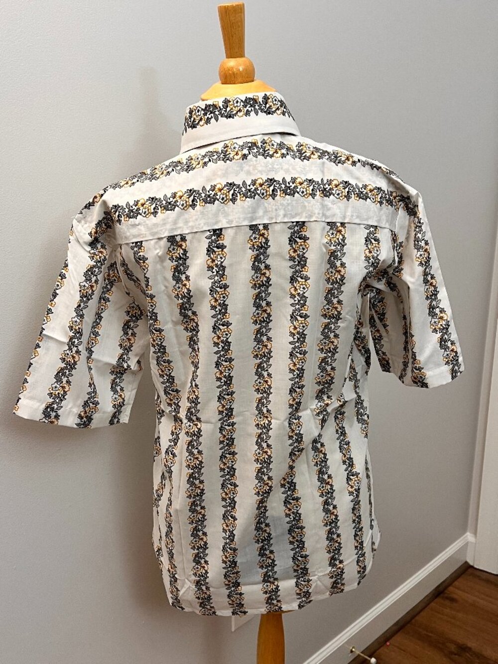 Vintage Retro Mod Short Sleeve Button Down Shirt Pointy Collar Sz M - Picture 8 of 11